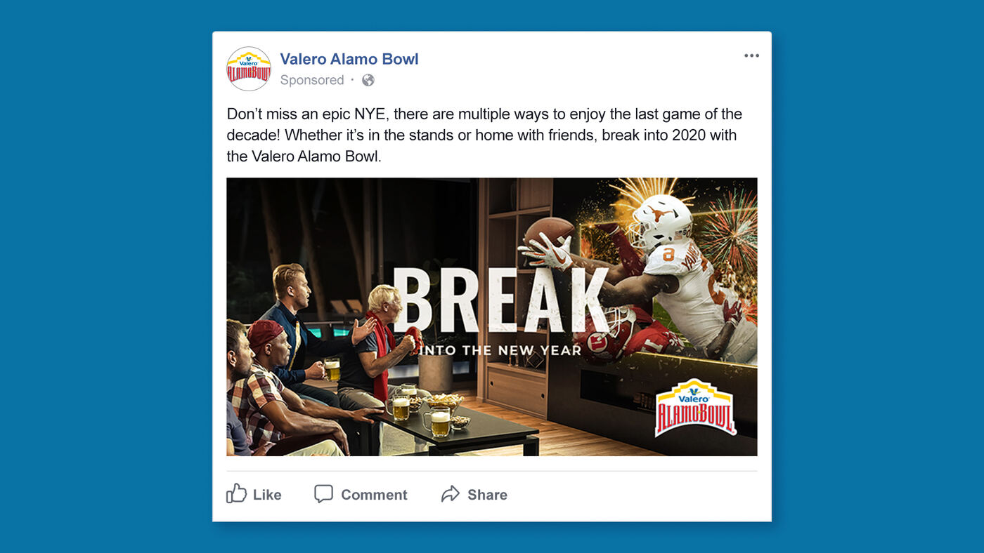 "Break Into the New Year" Facebook ad