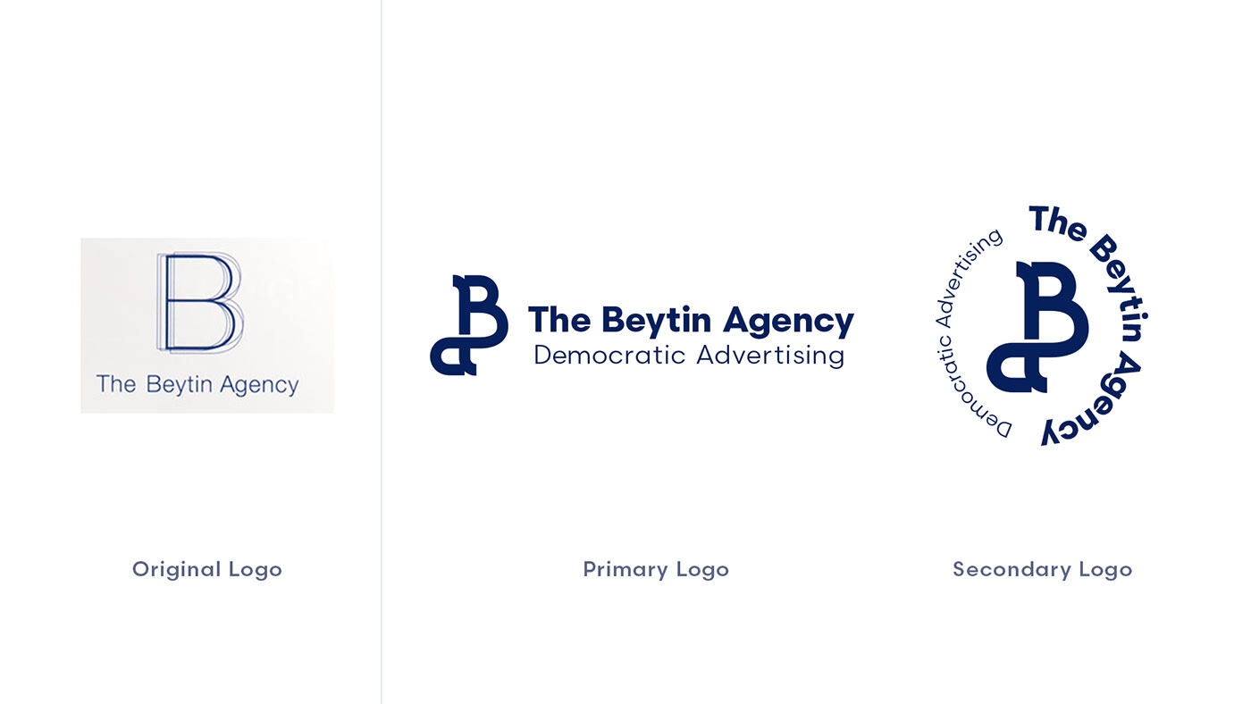 Original logo next to the new primary and secondary logos