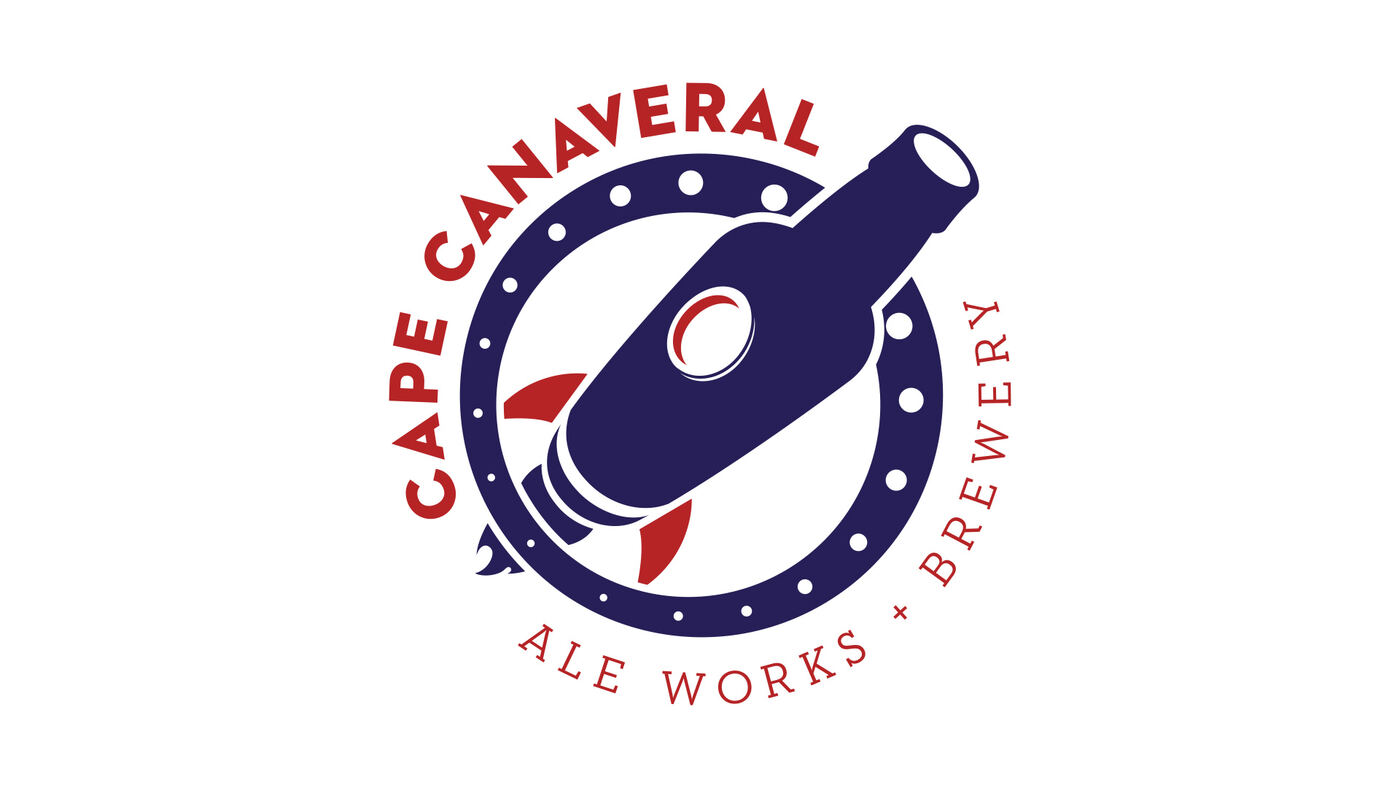 Cape Canaveral Ale Works logo with a beer bottle rocket in a porthole