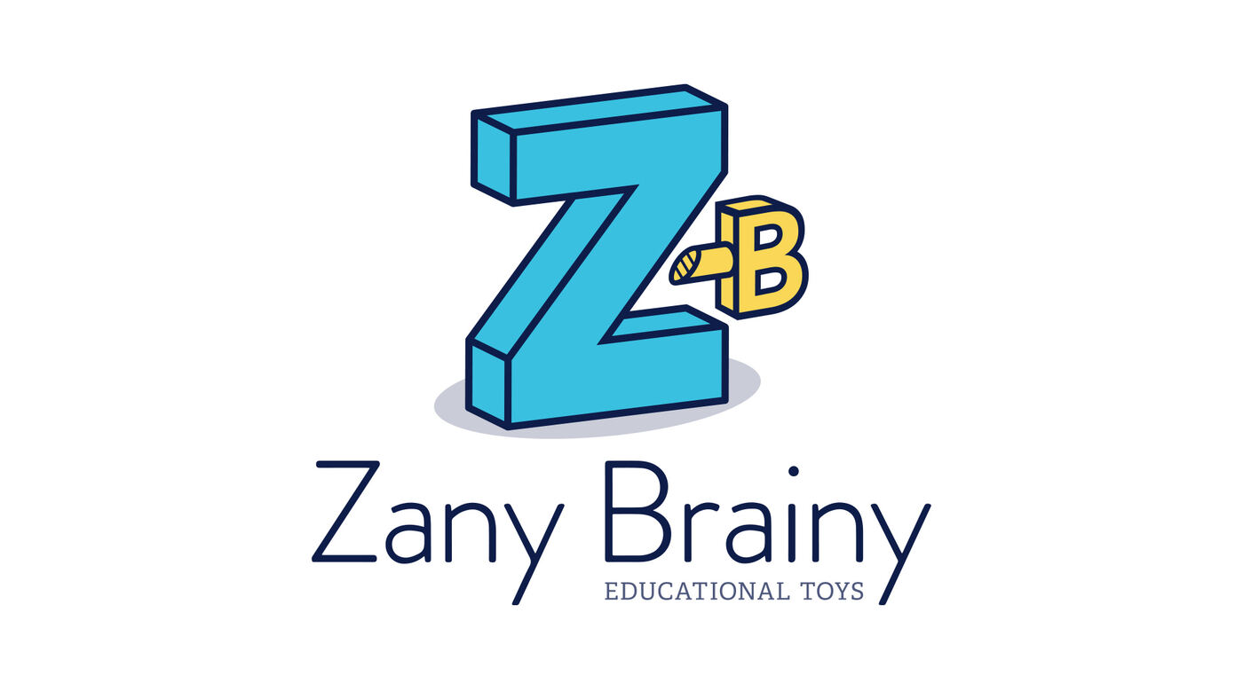 Zany Brainy Educational Toys logo with a dimensional Z and B