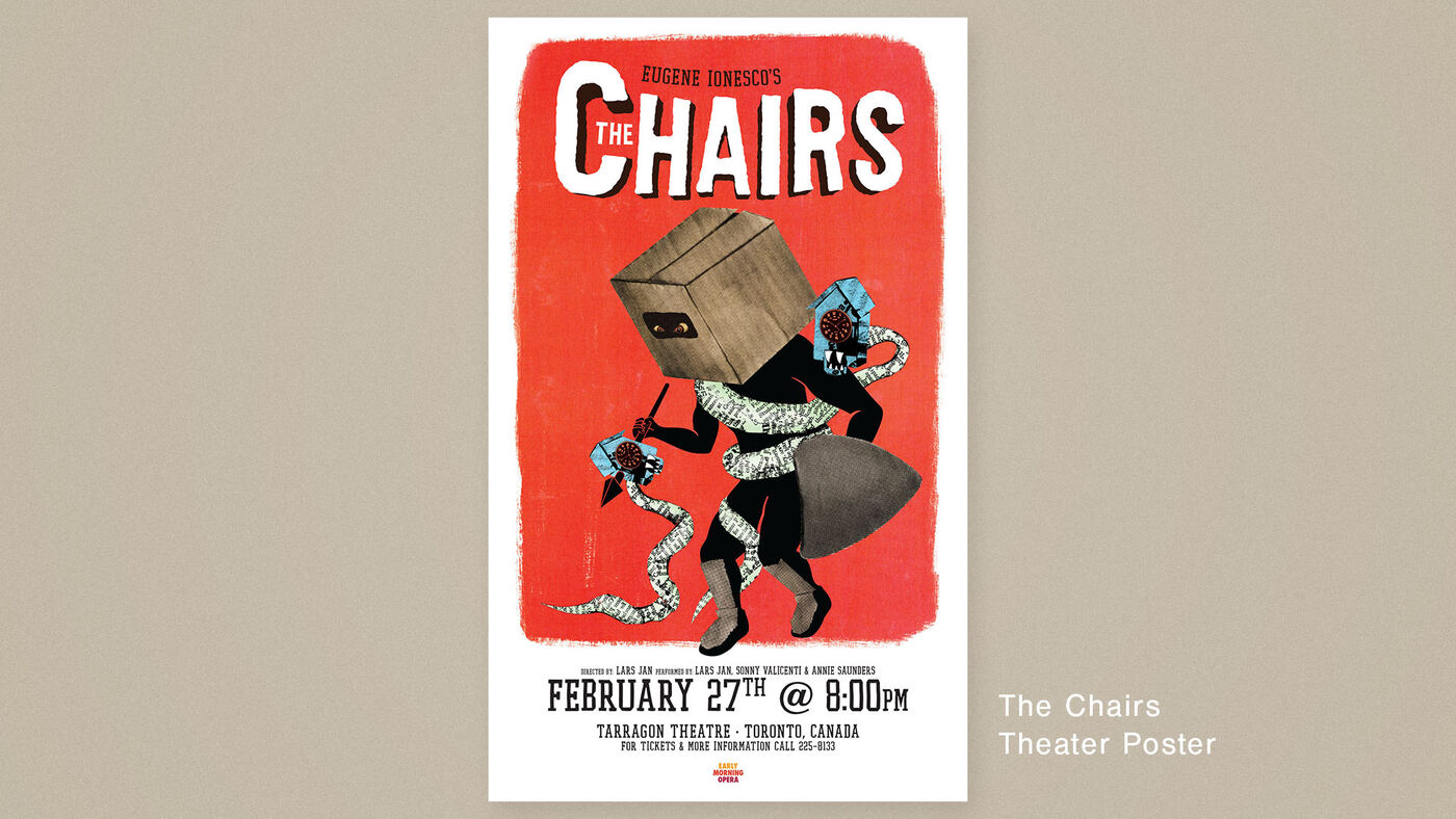 "The Chairs" theater poster for Eugene Ionesco's play
