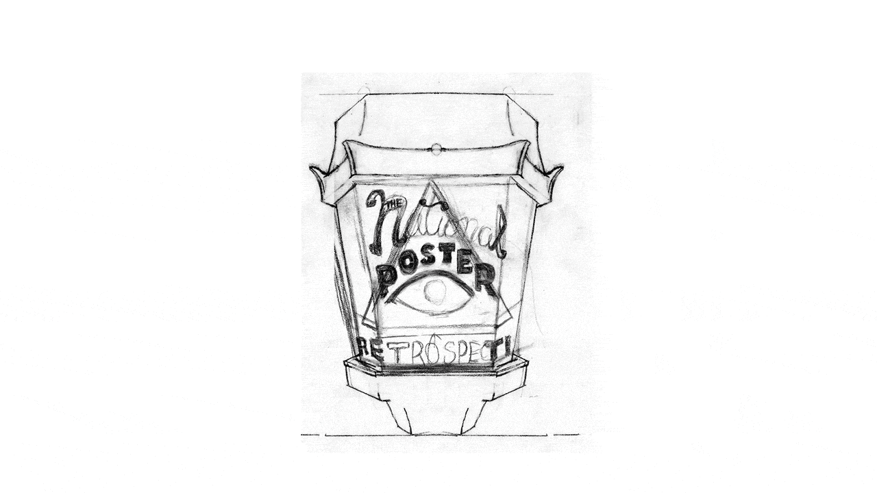 Lantern illustration evolving from pencil sketch to line art